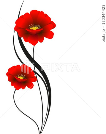 Floral background with red flowers, design element. Floral background with red flowers, design element. 123344425