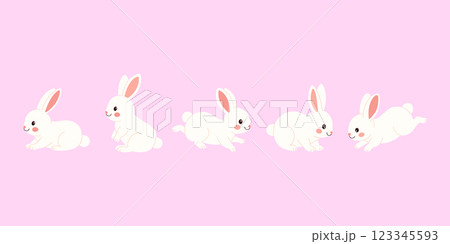 Cute Easter bunnies set. Hand drawn vector illustration of easter chracter. For cards, stickers, scrapbooking and poster Cute Easter bunnies set. Hand drawn vector illustration of easter chracter. For cards, stickers, scrapbooking and poster 123345593