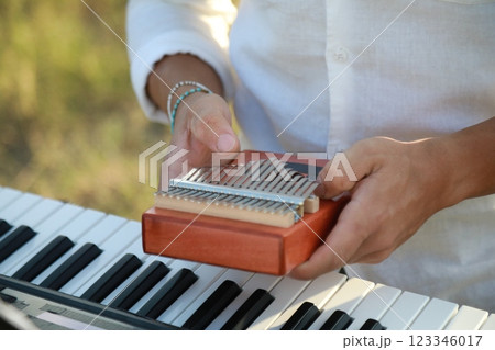 Piano Tuning Tool Used By Man Close Up Piano Tuning Tool Used By Man Close Up 123346017