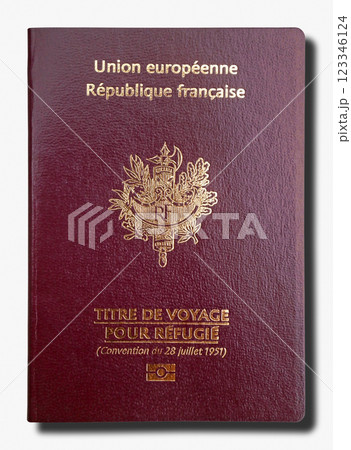 French passport for refugees isolated on white background French passport for refugees isolated on white background 123346124