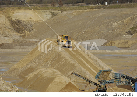 Yellow dump truck in mine Yellow dump truck in mine 123346193