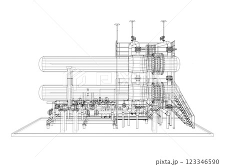 Petroleum heater exchanger. Vector rendering of 3d Petroleum heater exchanger. Vector rendering of 3d 123346590