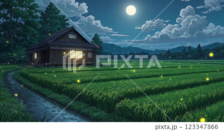 【アニメ背景】蛍舞う夜 123347866