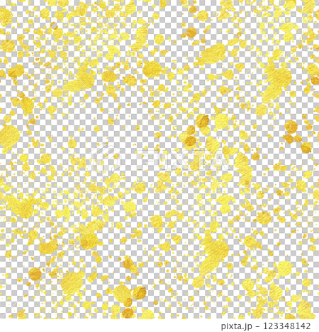 Watercolor abstract yellow seamless pattern with splashes. Hand drawn textured background for festive design, textile, fabric, product packing. Sunny summer strokes 123348142
