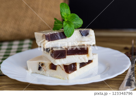 the taste of coffee jelly paired with milk jelly 123348796