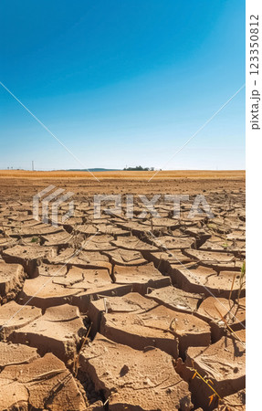 drought cracked agricultural field, impact climate change and global warming on agriculture and farming concept 123350812