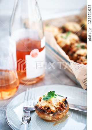 Stuffed mushroom appetizer for wine Stuffed mushroom appetizer for wine 123351028