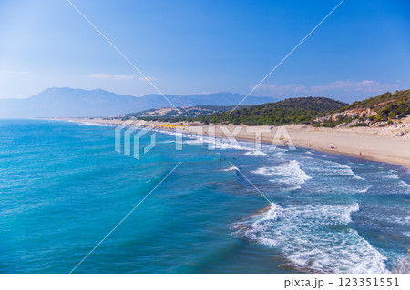 Patara beach landscape, aerial photo taken on a sunny summer day Patara beach landscape, aerial photo taken on a sunny summer day 123351551