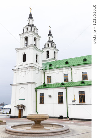 Minsk Cathedral of the Holy Spirit on a winter day, vertical photo 123351610