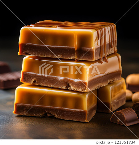 Irresistible Stack of Caramel Chocolate Bars Irresistible Stack of Caramel Chocolate Bars 123351734