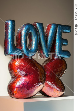 Colorful sculpture displaying the word love in vibrant hues 123351796