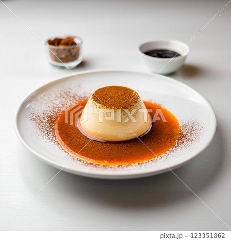 Elegant Panna Cotta with Caramel Drizzle 123351862