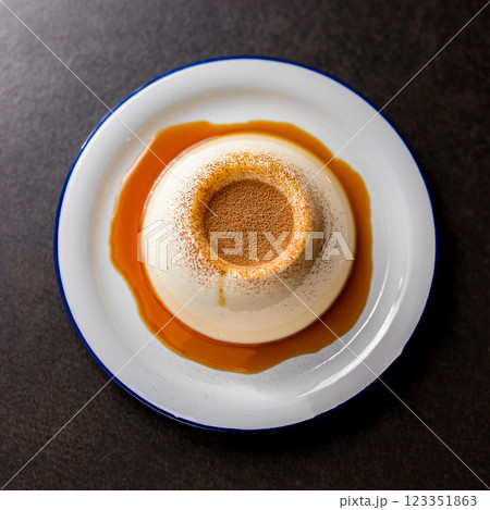 Elegant Panna Cotta with Caramel Drizzle 123351863