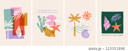 Summer backgrounds, cards, banner templates. Hand drawn modern illustrations, doodles, printable Summer backgrounds, cards, banner templates. Hand drawn modern illustrations, doodles, printable 123351898