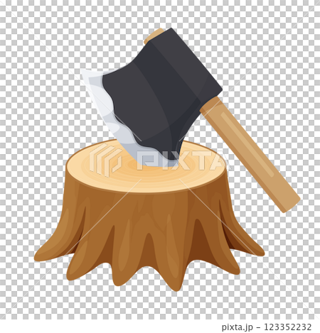 樹樁和斧頭的插圖 123352232