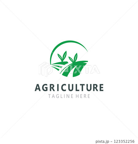 Agriculture Farm Logo Design. Premium country farming field natural harvest 123352256