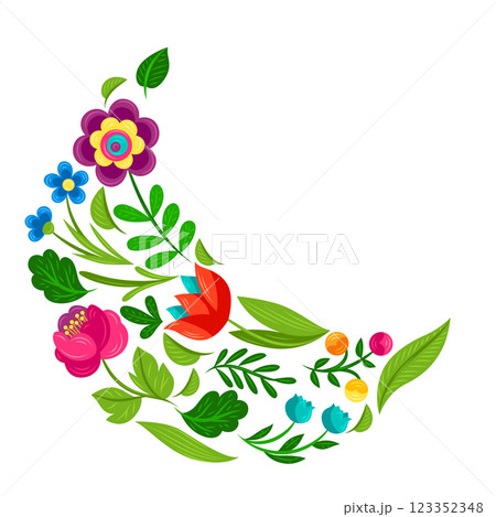 Background with pretty flowers. Beautiful decorative natural plants and leaves. 123352348