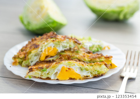 Crispy Cabbage Omelette with Egg for Breakfast Crispy Cabbage Omelette with Egg for Breakfast 123353454