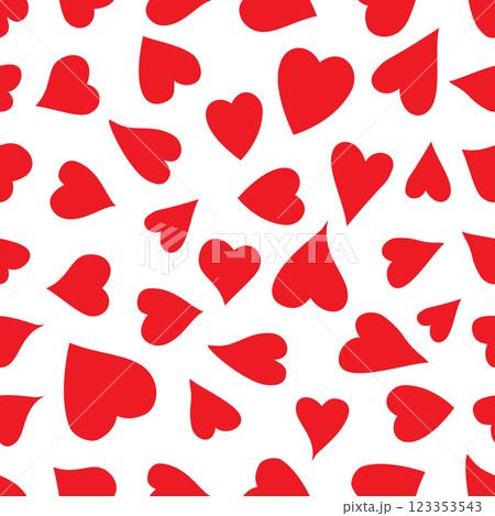 A seamless Valentines pattern with red hearts on a white background, perfect for romantic designs. Elegant heart-themed pattern ideal for fabric, wallpaper, and wrapping paper. Minimalist red hearts 123353543