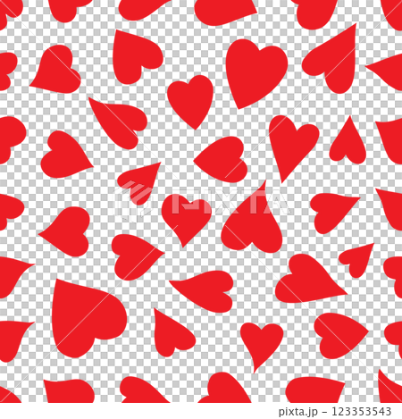A seamless Valentines pattern with red hearts on a white background, perfect for romantic designs. Elegant heart-themed pattern ideal for fabric, wallpaper, and wrapping paper. Minimalist red hearts 123353543