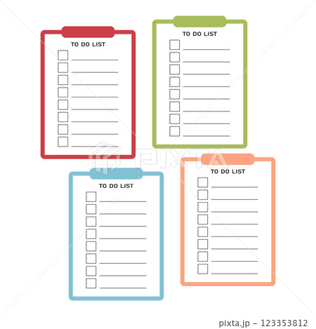 Grid paper with to do list. Checklist vector illustration in flat style. Set of template planners for schedule, agenda, cards, checklists, notebooks and other stationery 123353812