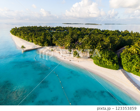 Aerial views of Gaafu Dhaalu Atoll Maguhdhuvaa Island, Maldives 123353859