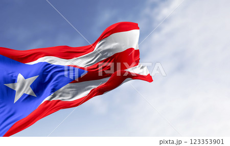 Close-up of Puerto Rico national flag waving in the wind 123353901