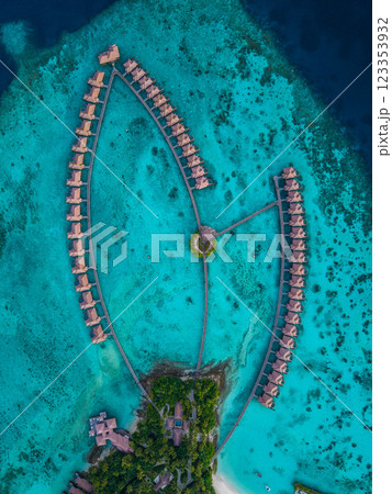 Aerial views of Gaafu Dhaalu Atoll Maguhdhuvaa Island, Maldives 123353932