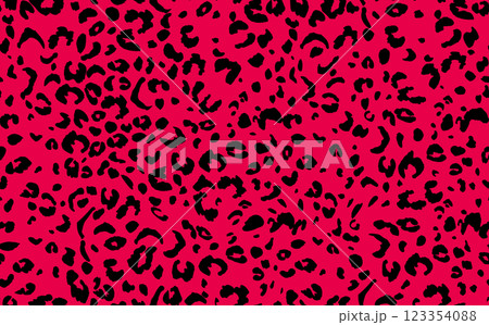 Abstract modern leopard seamless pattern. Animals trendy background. Pink and black decorative vector stock illustration for print, card, postcard, fabric, textile. Modern ornament of stylized skin 123354088