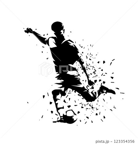 Soccer, football player kicking ball, abstract isolated vector silhouette Soccer, football player kicking ball, abstract isolated vector silhouette 123354356