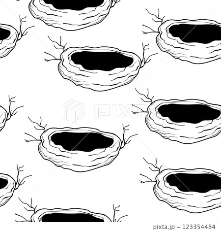 Spring seamless pattern with Bird nest with eggs. Easter hand drawn vector illustration, holiday design 123354484