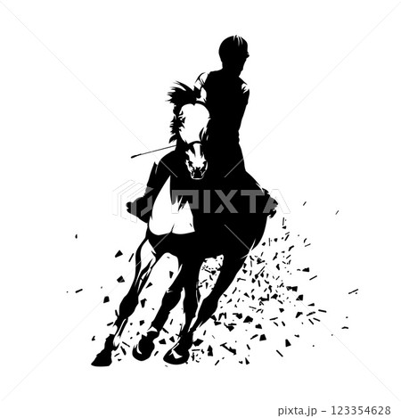 Horse riding, equestrian. Isolated ink drawing. Abstract vector silhouette Horse riding, equestrian. Isolated ink drawing. Abstract vector silhouette 123354628