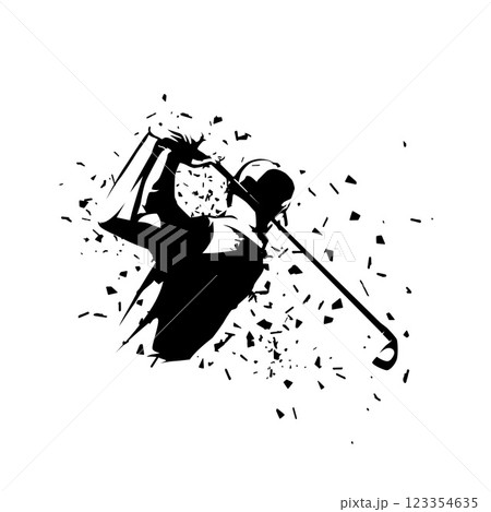 Golf player icon, isolated vector silhouette. Golf swing 123354635