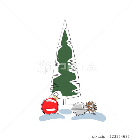 Christmas tree, isolated vector drawing illustration. Xmas background Christmas tree, isolated vector drawing illustration. Xmas background 123354685
