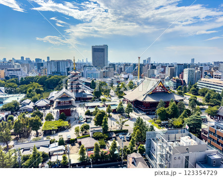 Senso-ji temple by day in Asakusa, Taito City, Tokyo, Japan 123354729