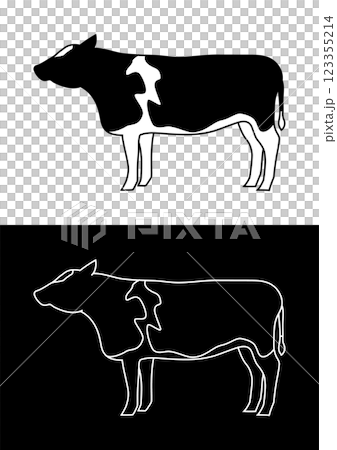 Cow illustration monochrome set Cow illustration monochrome set 123355214