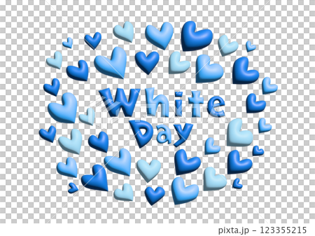 いっぱいのハートとホワイトデーの3Dイラスト 123355215