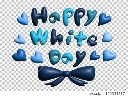3D illustration of ribbon and White Day lettering 123355217