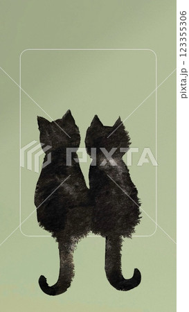 2匹の黒猫が並んで背中を向けて座っている 何かを見ているように背を向けて座る2匹の黒猫 2匹の黒猫が並んで背中を向けて座っている 何かを見ているように背を向けて座る2匹の黒猫 123355306