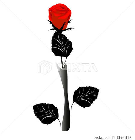 Red rose in a vase, design. Red rose in a vase, design. 123355317