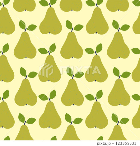 Simple pears seamless pattern illustration. Aesthetic groovy juicy pear fruit design for print Simple pears seamless pattern illustration. Aesthetic groovy juicy pear fruit design for print 123355333