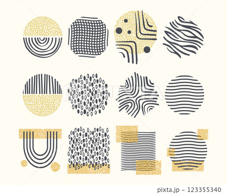 Set of hand drawn various shapes and doodle objects. Abstract contemporary modern trendy illustration 123355340