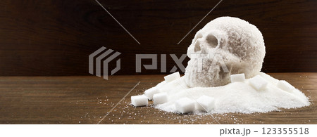 Unhealthy white sugar concept. Sugar Skull 123355518