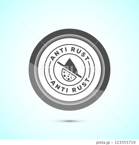 Anti rust icon design illustration. Anti oxidation sign, Rust resistant symbol, Button design Anti rust icon design illustration. Anti oxidation sign, Rust resistant symbol, Button design 123355719