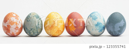 Colorful easter eggs isolated on white background 123355741