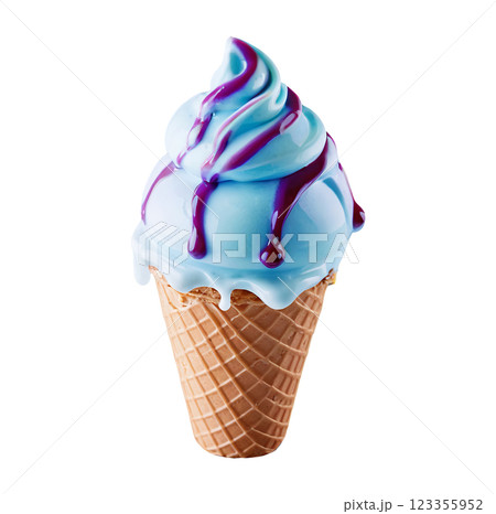 Blue ice cream on a transparent background, PNG image without background, for graphic design 123355952
