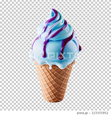 Blue ice cream on a transparent background, PNG image without background, for graphic design 123355952