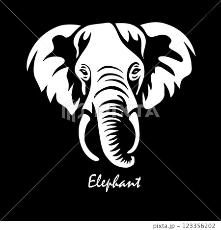 Elephant head on black background. hand drawing. Not AI, Vector illustration 123356202