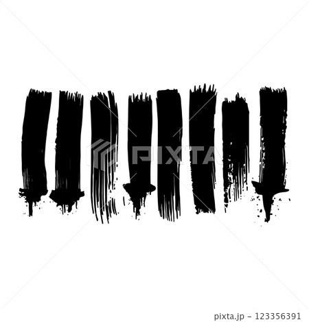 A collection of bold brush stroke patterns with varying textures and thicknesses. Suitable for abstract artwork, posters, and branding. 123356391