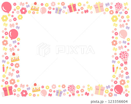 誕生日　パーティー　フレーム　イラスト 123356604